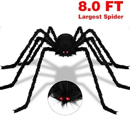 Dreampark 8.0 Ft Halloween Giant Spider, Fake Large Hairy Spider Decorations, Scary Virtual Reali... | Amazon (US)