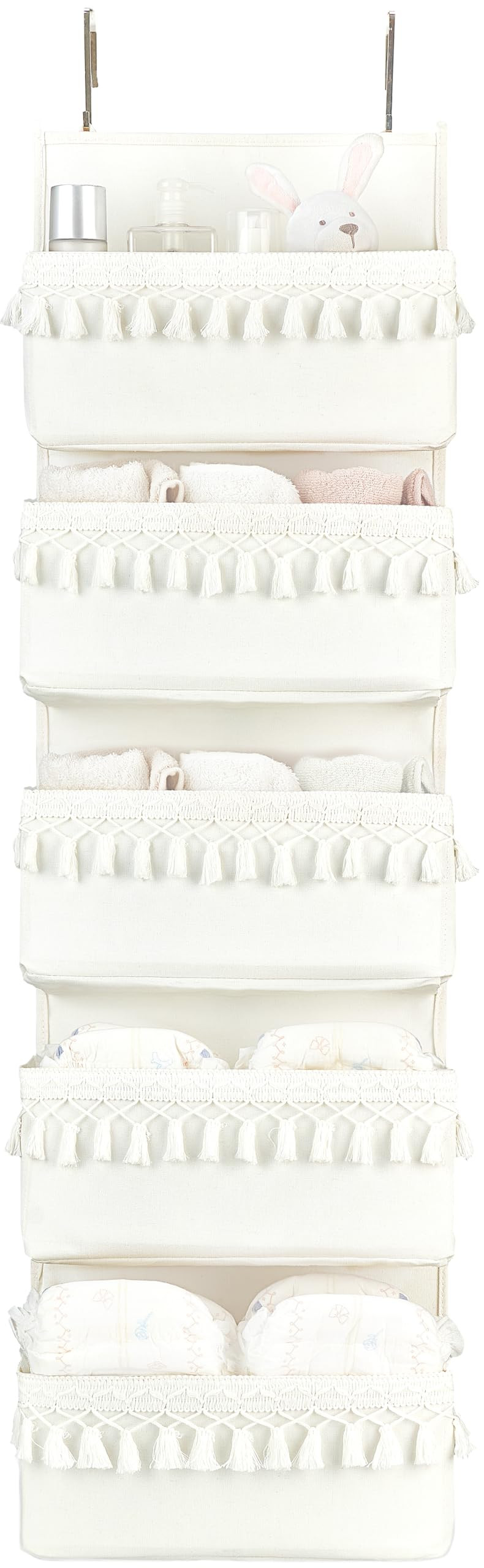 Dahey Over The Door Organizer Boho Nursery Storage Decor Closet Hanging Organizer with Tassels De... | Amazon (US)