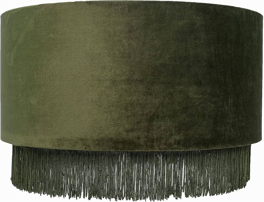 Tristan Home Premium Velvet Drum Lamp Shade with Fringe (Olive Green) Large | Amazon (US)