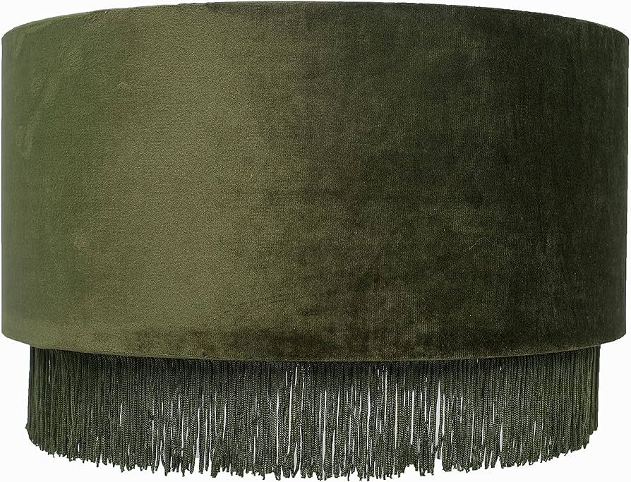 Tristan Home Premium Velvet Drum Lamp Shade with Fringe (Olive Green) Large | Amazon (US)