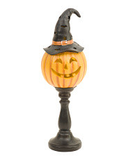 20in Led Resin Pumpkin On Pedestal | Marshalls