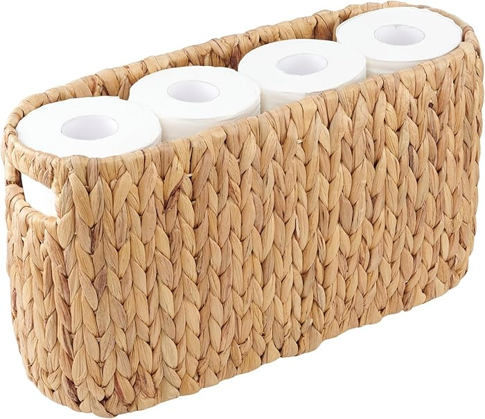 Toilet Paper Storage Basket, Toilet Paper Holder with Storage for Up to 8 Rolls, Coastal Bathroom... | Amazon (US)