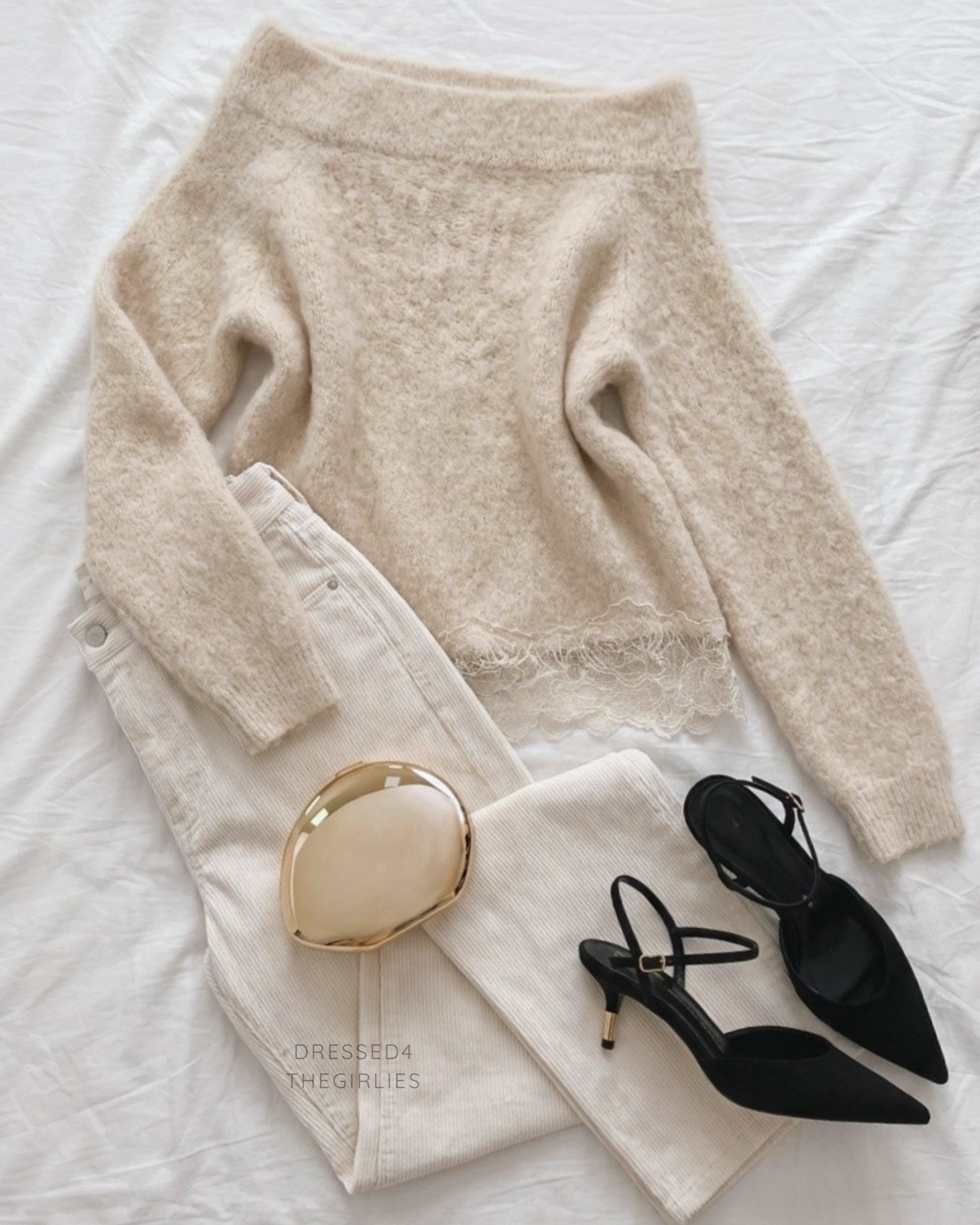 Partywear Look✨

Tags: cream jumper outfit, lace cream jumper outfit, cream jeans outfit, black heels outfit, Christmas party outfit, work Christmas party, New Year’s Eve outfit, Christmas market outfit 

#LTKfestive #LTKpartywear #LTKdatenight
