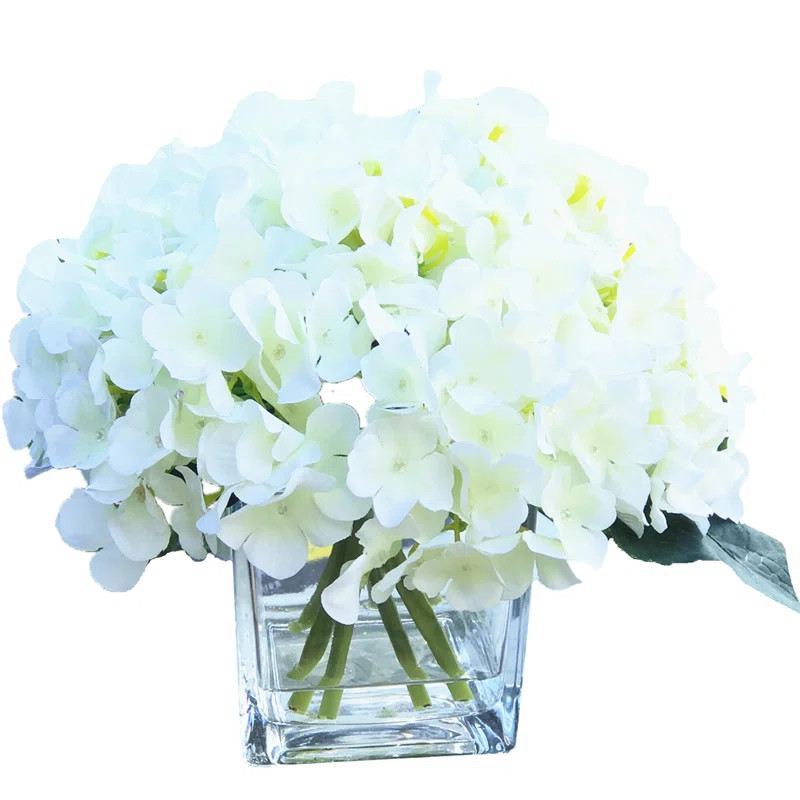 Hydrangea Floral Arrangement in Vase | Wayfair North America
