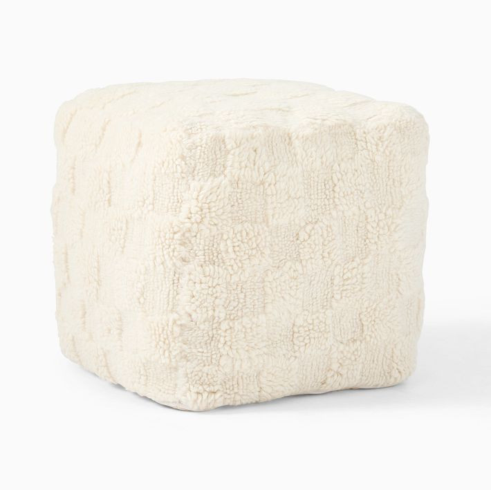 Checkerboard Shag Pouf | West Elm (US)