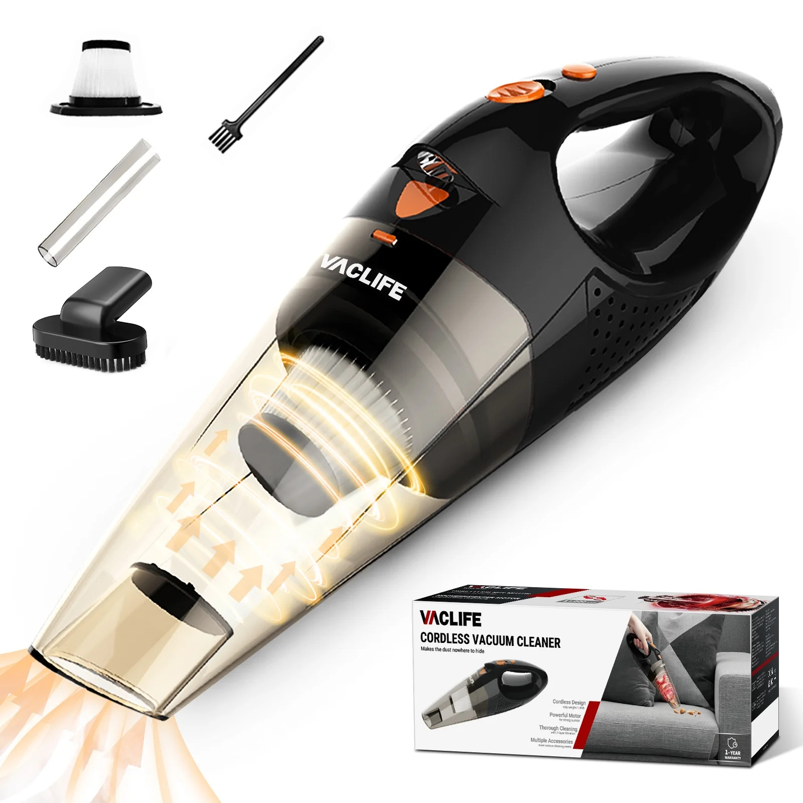 VacLife Handheld Vacuum, Car Vacuum Cleaner Cordless, Mini Portable Rechargeable Vacuum Cleaner w... | Walmart (US)