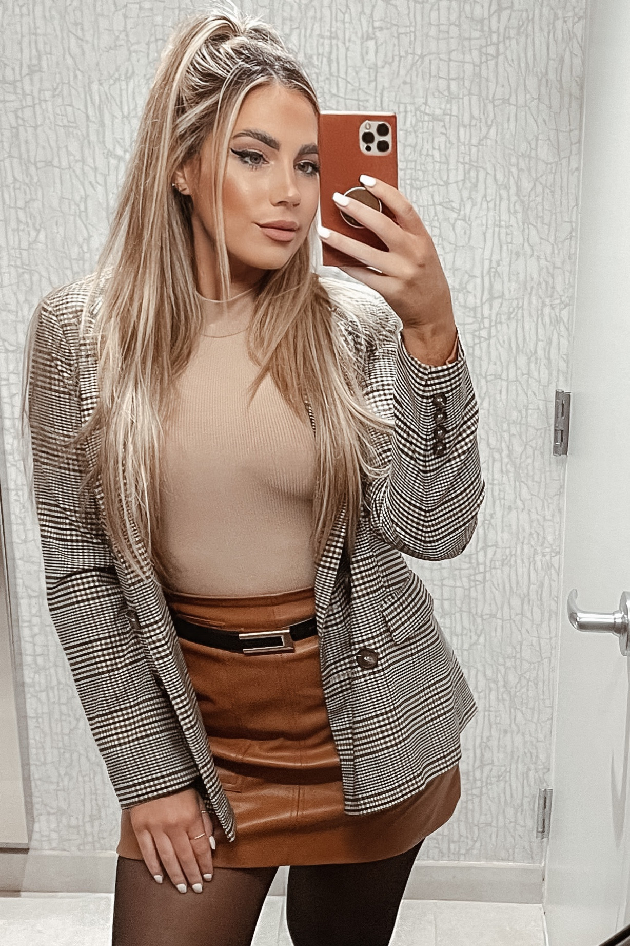 Channeling my inner *clueless* with this workwear outfit! Leather skirt, a sleeveless turtleneck top for the summer, a plaid blazer and this Amazon belt! I wore it with black tights and loafers on the bottom! I linked several products from Walmart for a lower priced option as well as Nordstrom for a more luxurious option, including a Prada loafer! 

#LTKworkwear #LTKunder100 #LTKstyletip