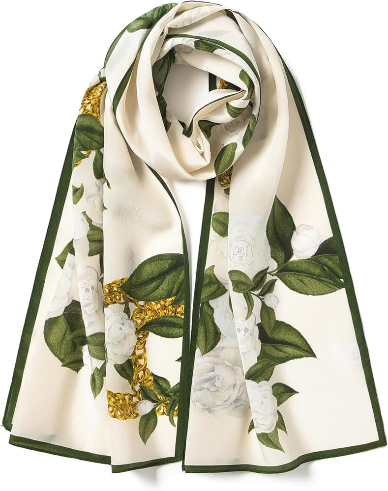 100% Mulberry Silk 55"*14" Long Scarf, Headscarf and Neck Scarf, Rectangular Hair Towel | Amazon (US)