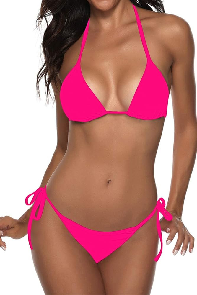 Women Two Piece Swimsuit Sexy Swimwear Halter String Triangle Bikini Sets | Amazon (US)