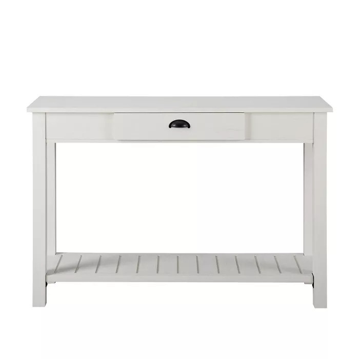 June Rustic Farmhouse Entry Table with Lower Shelf Brushed White - Saracina Home | Target