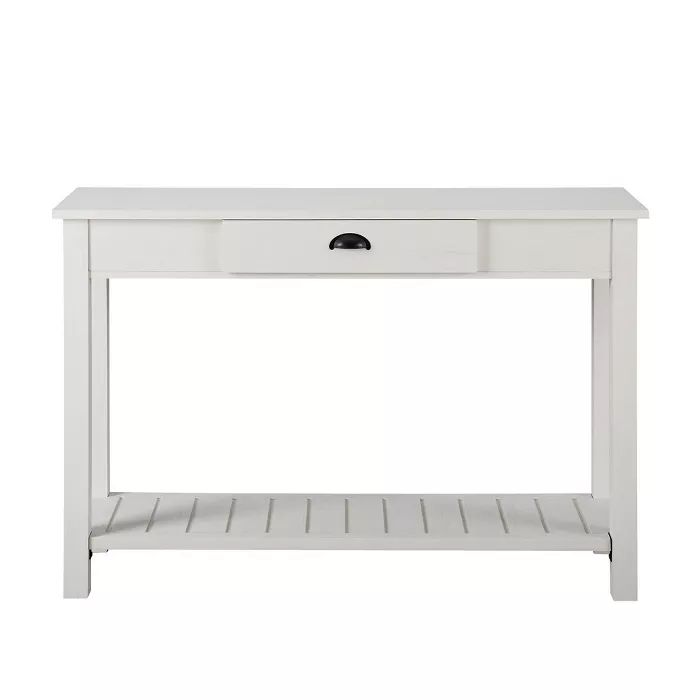 June Rustic Farmhouse Entry Table with Lower Shelf Brushed White - Saracina Home | Target