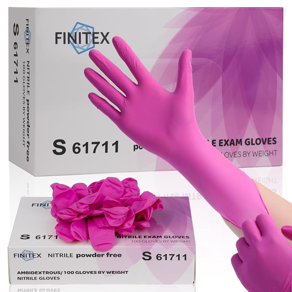 FINITEX Pink Nitrile Disposable Latex-Free Gloves - 3.5mil 100PCS Powder-Free Latex Free Cleaning... | Amazon (US)