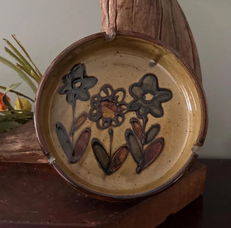 Vintage Stoneware Floral Ashtray - 1960's - 1970's  Mid Century Modern | Etsy (US)