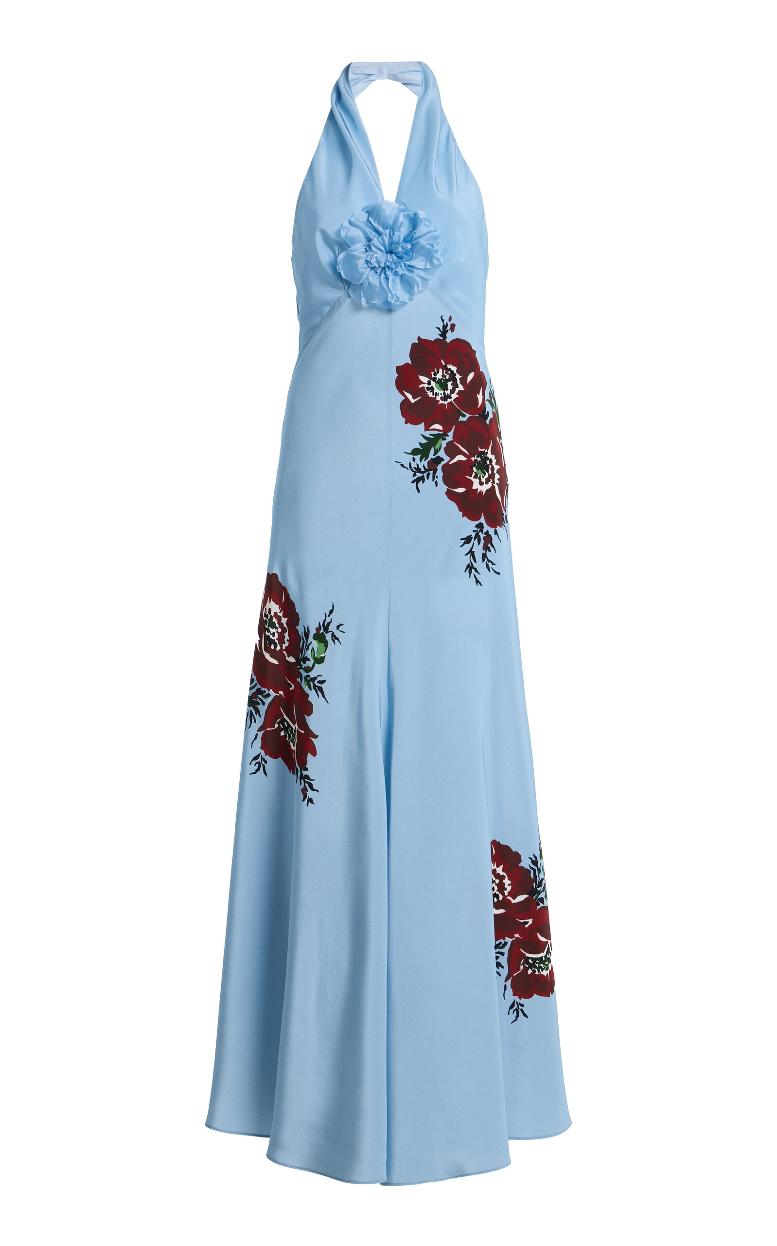Exclusive Floral Silk-Crepe Maxi Halter Dress | Moda Operandi (Global)