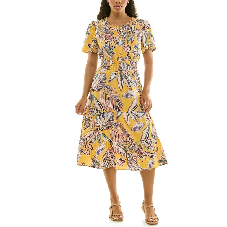 Split Neck Tiered Maxi Dress | Walmart (US)