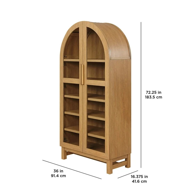 Better Homes & Gardens Juliet Rounded Solid Wood Frame Arc Cabinet, Light Honey Finish | Walmart (US)