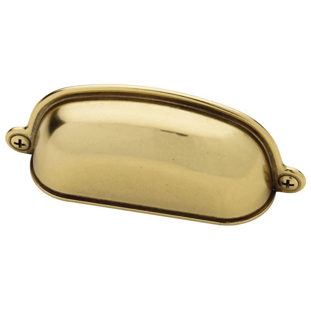 Canopy 3 in. (76mm) Center-to-Center Bedford Brass Cup Drawer Pull | The Home Depot