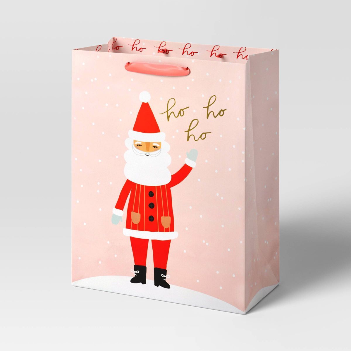 Large Cub Polka Dot 'Ho Ho Ho' Santa Christmas Gift Bag Blush - Wondershop™ | Target