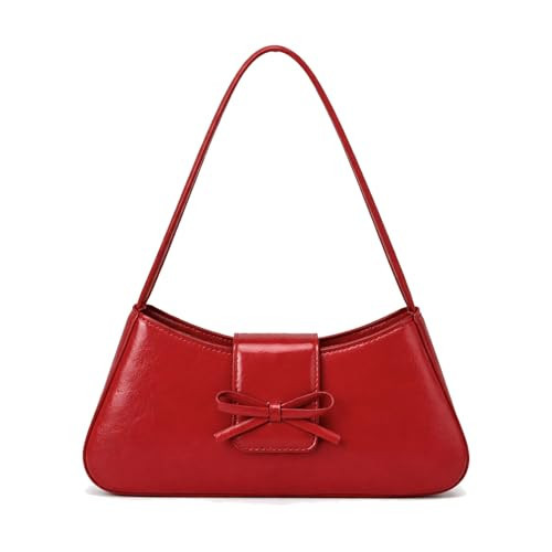 KAMEILONG Trendy Red Shoulder Bag for Women Patent Leather Hobo Handbags Y2K Purses Clutch Bag Cute Bow Purse (Red 2) | Amazon (US)