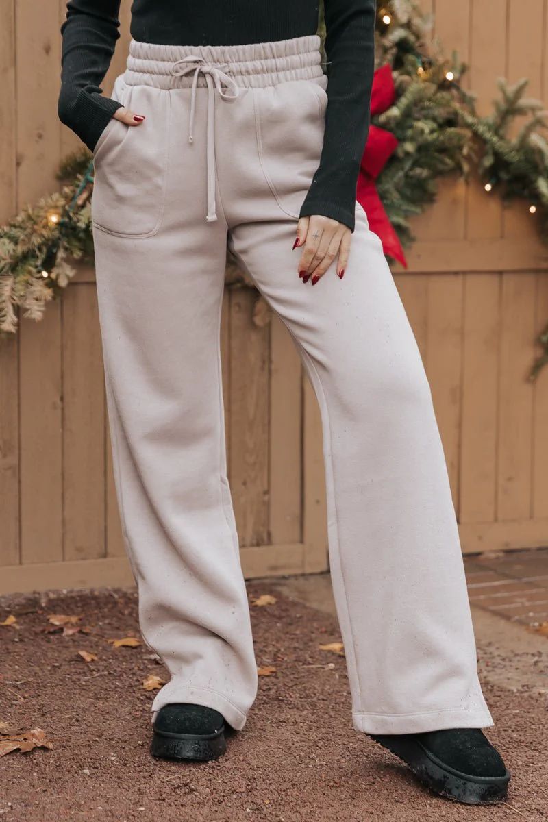 Taupe French Terry Straight Leg Pants | Magnolia Boutique