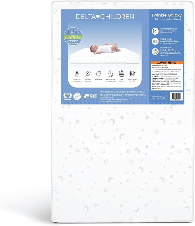 Delta Children Twinkle Galaxy Limited 4-inch Mini Crib Mattress - Premium Sustainably Sourced Fib... | Amazon (US)