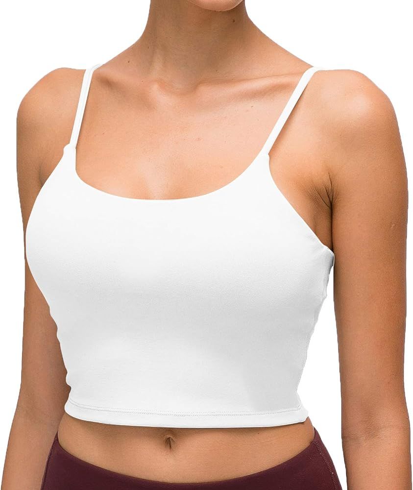 Sleeveless Crop Camisole Tank Tops Sport Bra Seamless Cami Workout Shirts with Shelf Built Bra fo... | Amazon (US)
