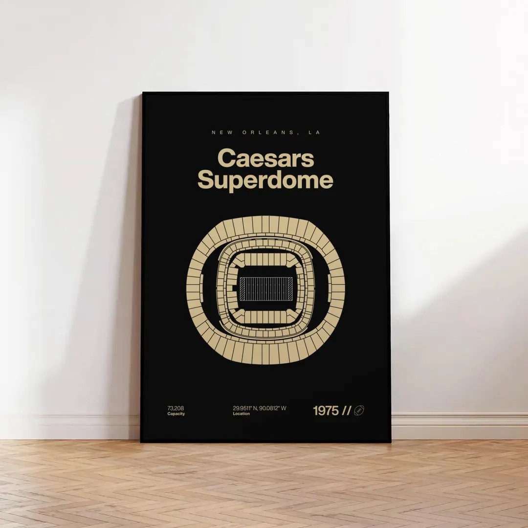 New Orleans Saints Poster, Caesars Superdome Football Stadium Print, Mid-Century Modern Sports Wa... | Etsy (US)