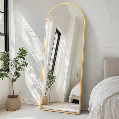 CAVINAS 71" Arched Full Length Mirror with Stand,Large Mirror Full Length with Aluminum Frame,Wall Full Body Mirror for Living Room,Gold | Target