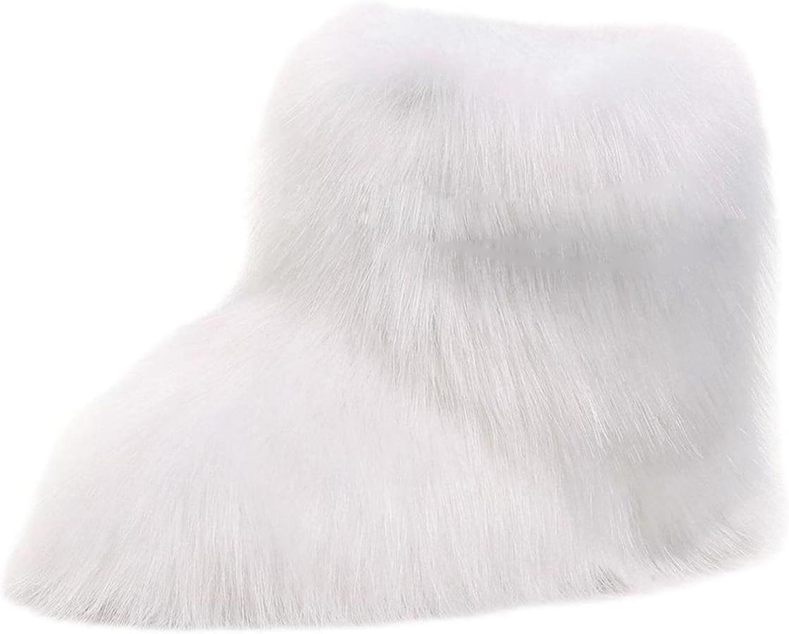 Girls Fluffy Furry Snow Boots Faux Fur Winter Warm Outdoor Boots | Amazon (US)