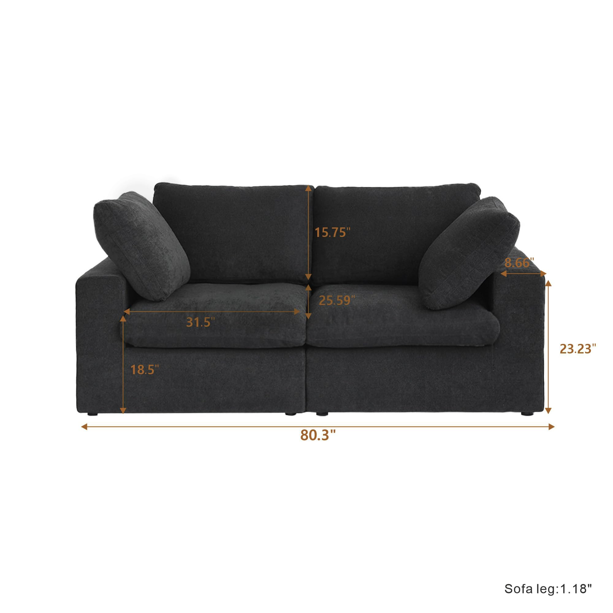 Sdorens Modular Sectional Sofa, Loveseat Sofa for Living Room Office Apartment, Black | Amazon (US)