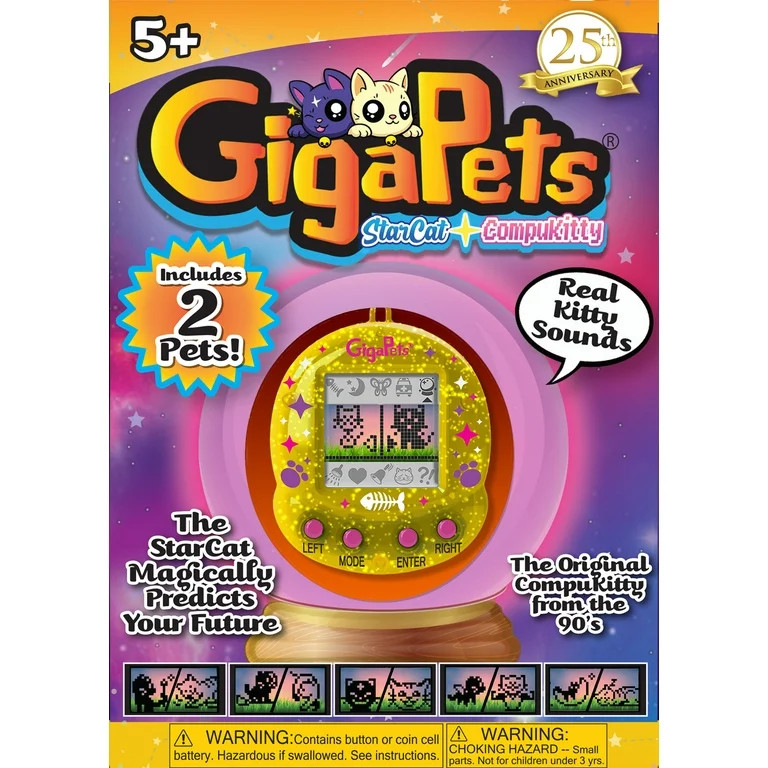 Top Secret Toys Giga Pets Star Cat Virtual Pet, Yellow, Product Width 2 in | Walmart (US)
