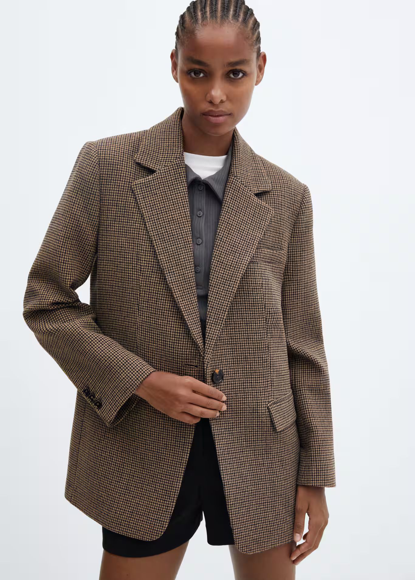 Lapels houndstooth suit blazer -  Women | Mango USA | MANGO (US)