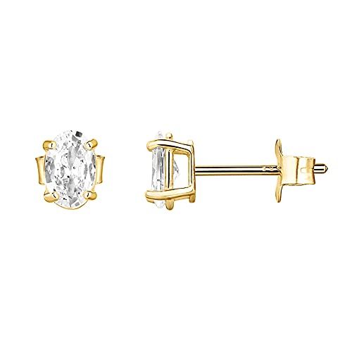 PAVOI 14K Gold Plated Sterling Silver Cubic Zirconia Stud Earrings for Women | Amazon (US)