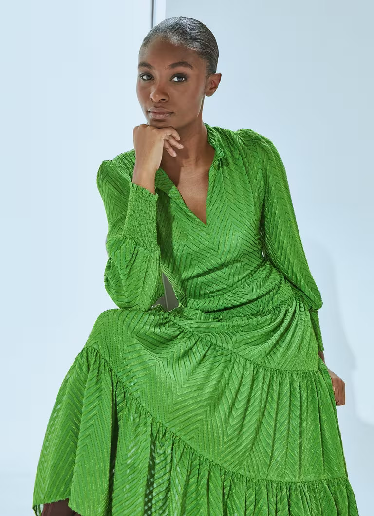 Flora Bright Green Chevron Dress | L.K. Bennett (UK)