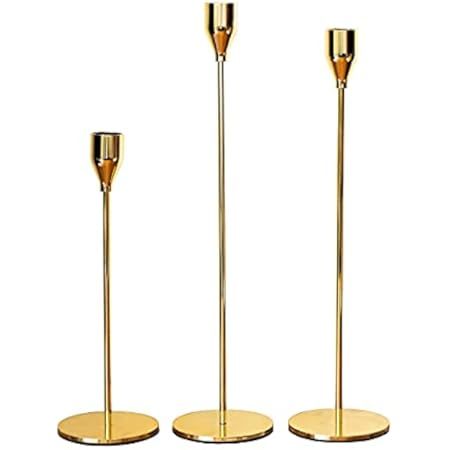 Candlestick Holders Taper Candle Holders, Brass Gold Candlestick Holder Set Candle Stick Holders kit | Amazon (US)