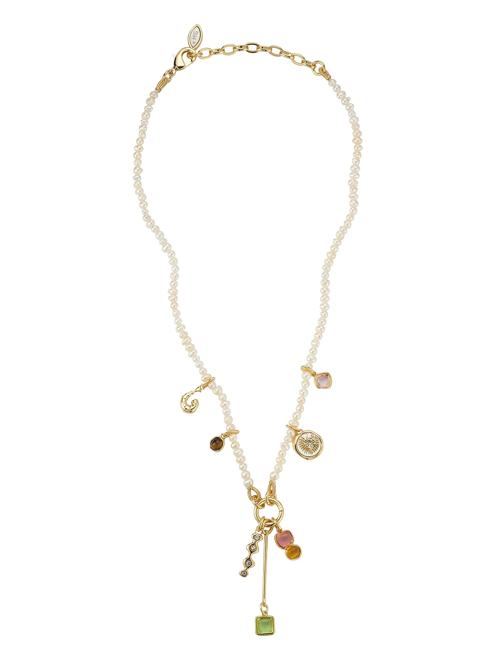 Amora 14K-Gold-Plated, Cultured Freshwater Pearl & Glass Stone Necklace | Saks Fifth Avenue