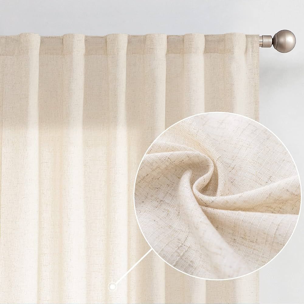 COLLACT Linen Curtains Farmhouse Curtains Back Tab Drapes Flax Linen Blend Fall Curtains for Livi... | Amazon (US)