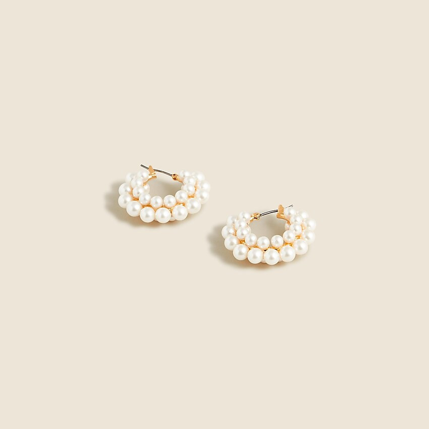 Layered mini-pearl hoop earrings | J. Crew US