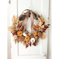 Fall Wreath ~ Door Pumpkin Peony Farmhouse Modern Pumpkins Decor Autumn | Etsy (US)