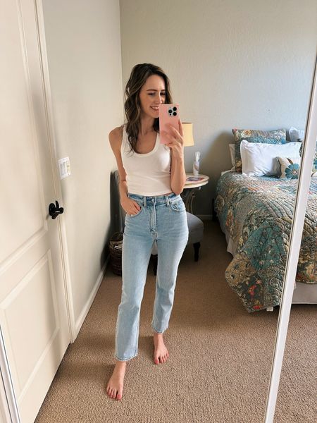 I’ve officially found my favorite pair of Abercrombie jeans EVER 🩵 this straight leg style fits so well and it’s the perfect light wash for spring/summer! A classic pair of jeans. Wearing a 24 and a S in the tank

#LTKstyletip