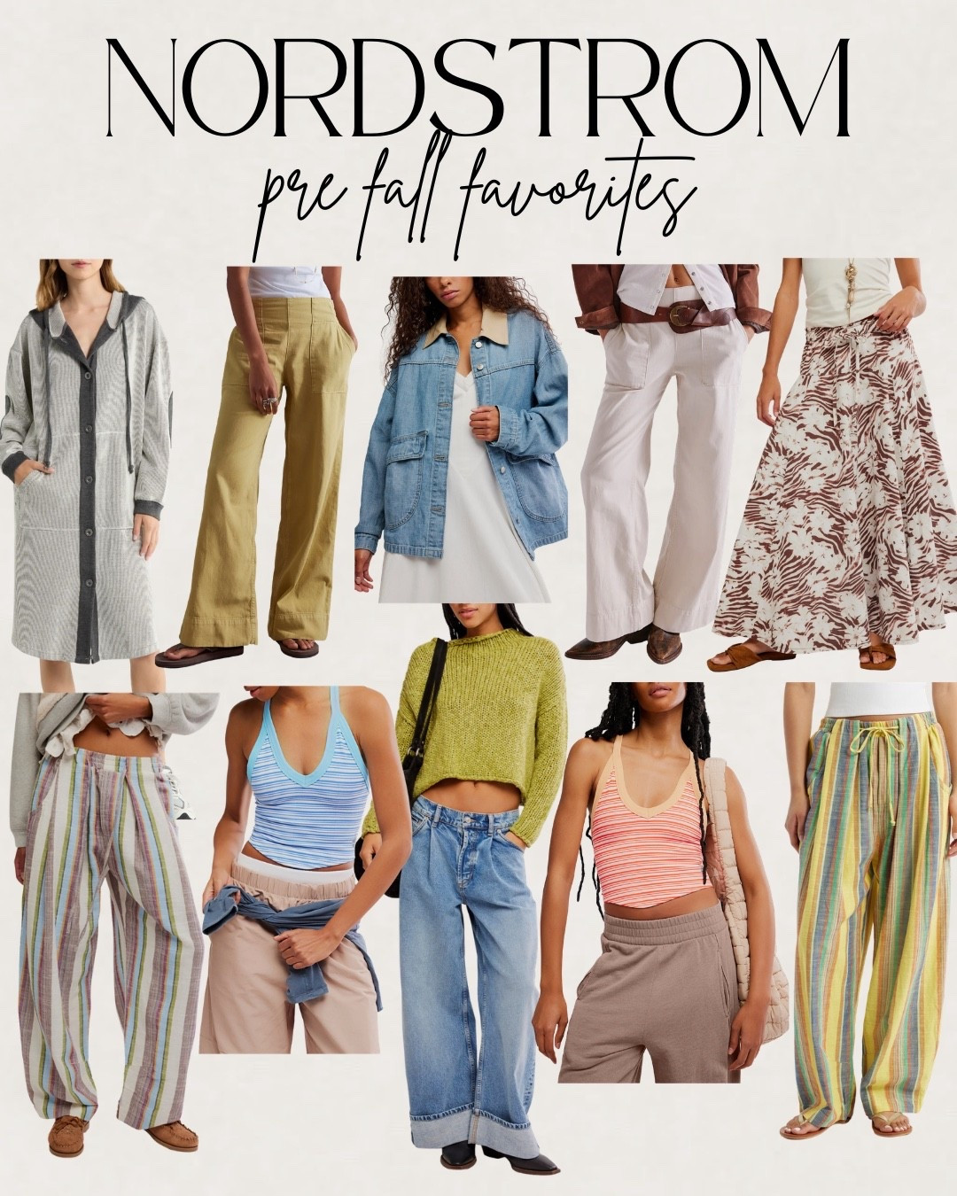 Pre fall favs spotted on Nordstrom. The green/ yellow & cream pants I have in a size L they are so good. 
#nsale #nordstromsale