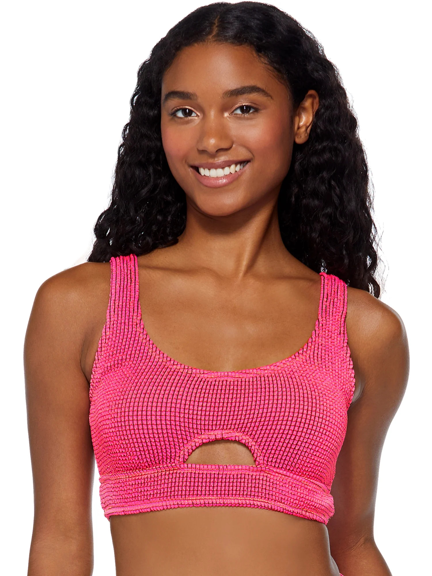 No Boundaries Juniors Multi Lurex Popcorn Cutout Swim Top | Walmart (US)