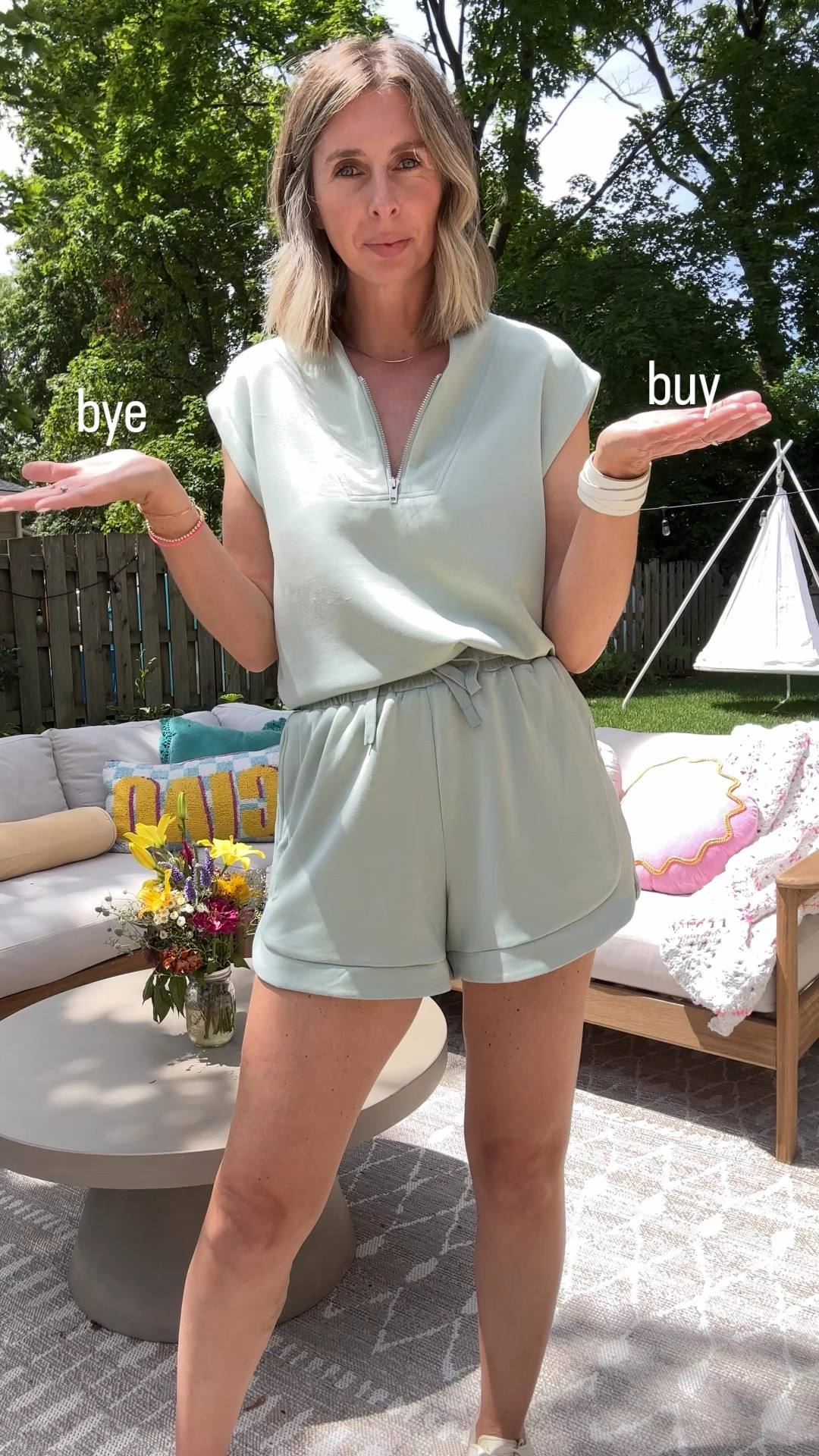 BUY or BYE?👇 let me know your thoughts on this set! 

if your on the fence…can i just say it’s THE softest material. the shorts are loose fitted + have pockets. and the cap shoulder is not only cool but gives your shoulders coverage from the ☀️…not to sway too or anything 😜



#stylevlog #relatable #effortlessstyle #amazonset #instastyle #styleover40 #affiliate 

effortless style + daily outfit inspo for over 40s. are you trying to rediscover your style, i got you. want to elevate your everyday looks, i got you. want easy, effortless style, i got you! come follow me @houseofmagpye 🫶

#LTKActive #LTKOver40 #LTKFindsUnder50