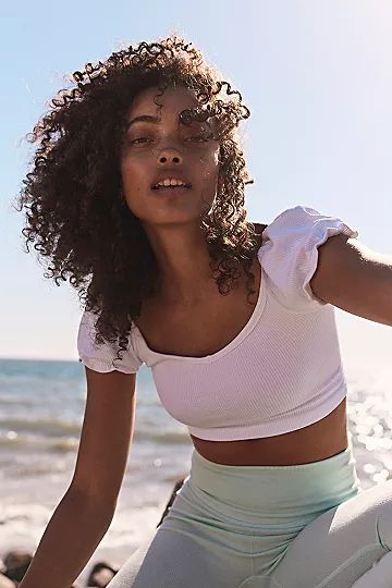 Happiness Runs Puff Sleeve Crop Tank | Free People (Global - UK&FR Excluded)