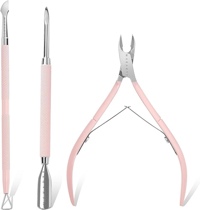 Makartt Cuticle Trimmer with Cuticle Pusher, 3 PCS Pink Nail Cuticle Nipper Professional Pedicure... | Amazon (US)