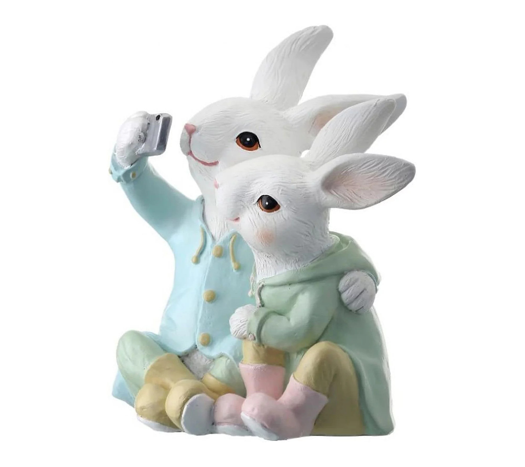 RC Home Decor- 7"" Easter Bunny Taking Selfie Fi gurine | QVC