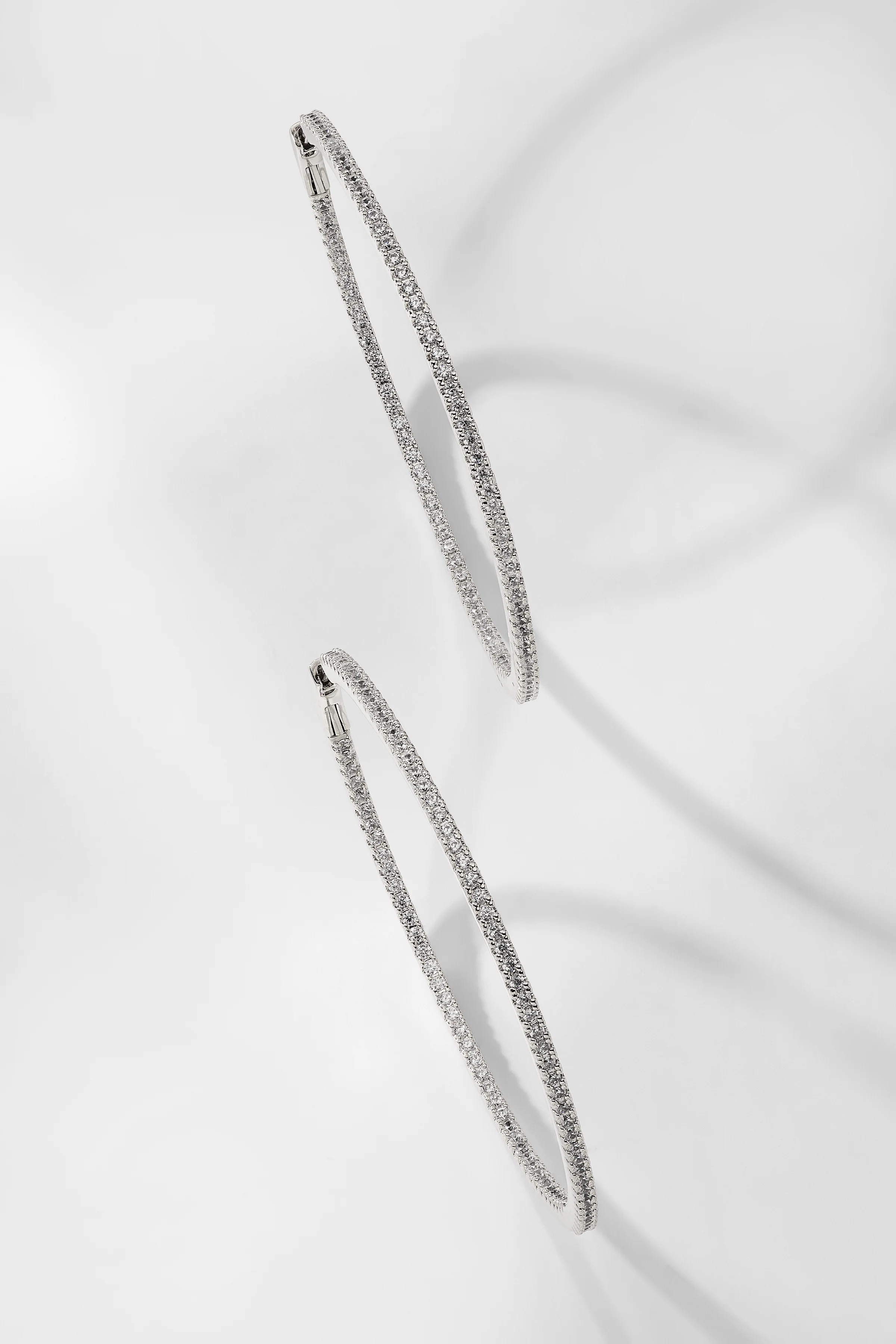 PERFECT HOOPS PAVE 1.2MM CZ 50MM HOOP EARRINGS | NADRI