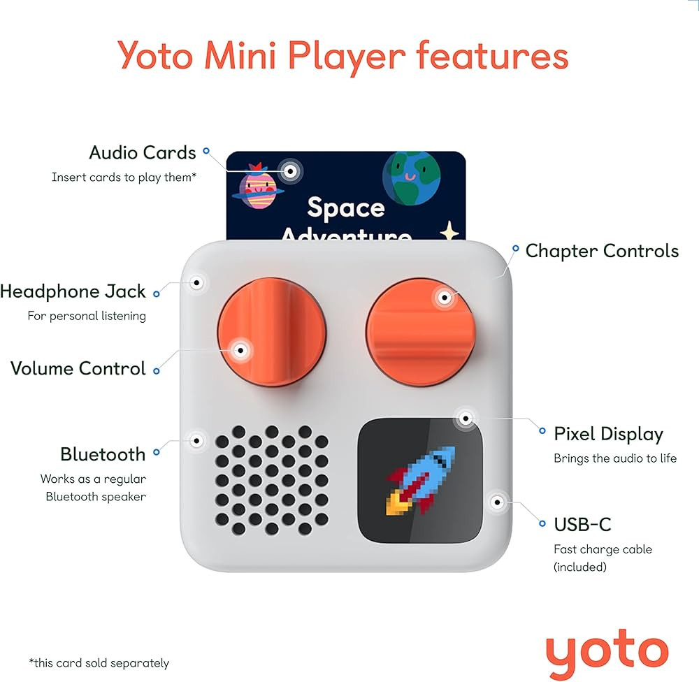 Yoto Mini – Kids Portable Screen-Free Bluetooth Travel Speaker Player with Make Your Own Card, ... | Amazon (US)
