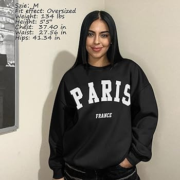 Tuislay Paris College Sweatshirt for Women Oversized Trendy Comfy Crewneck Sweatshirts Casual Gra... | Amazon (US)