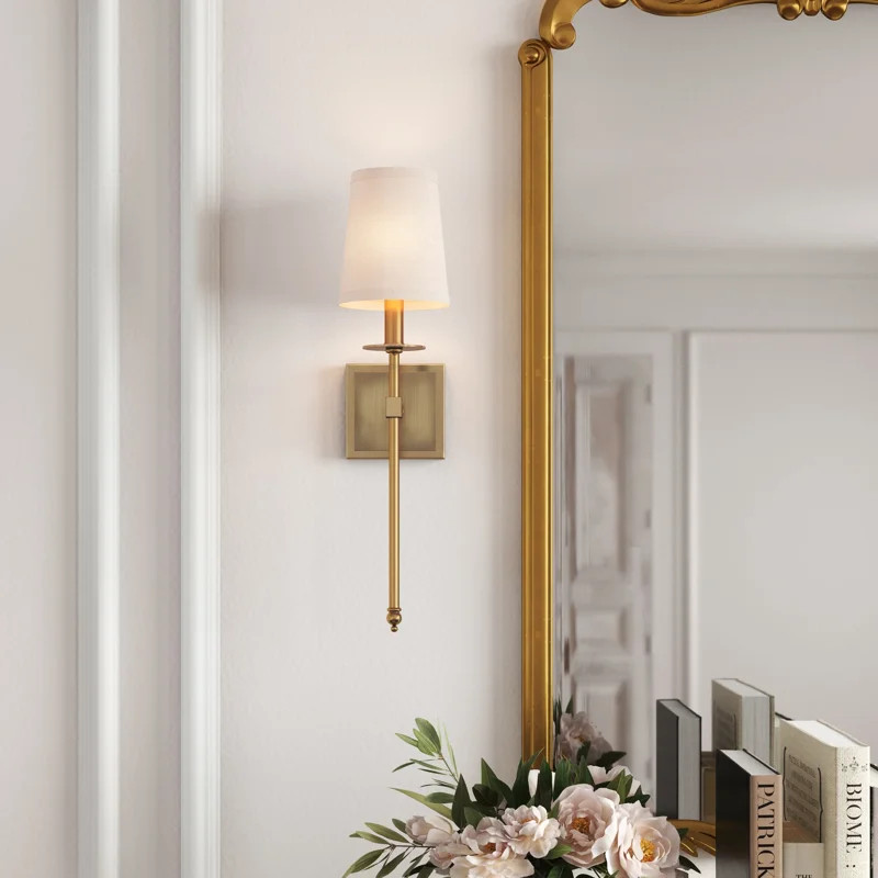Dewayne 1-Light Metal Wallchiere with Linen Shade | Wayfair North America